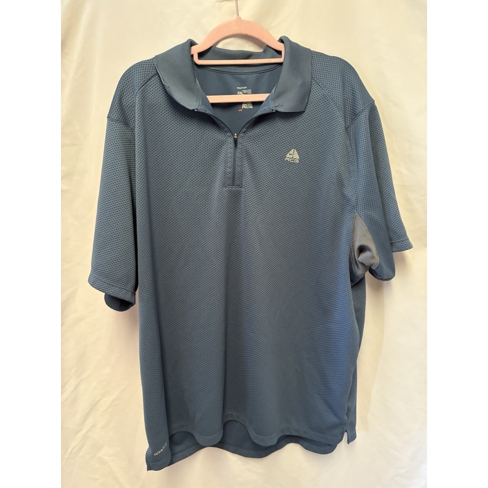 NIKE Golf Polo Shirt Mens XXL Blue‎ Dri-FIT Performance Activewear Casual
